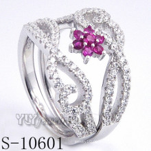 925 plata esterlina rosa zirconia mujeres anillo (s-10601)